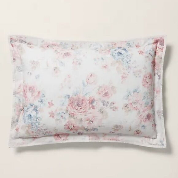 New Designer Ralph Lauren Home Linden Floral Sham King Bedding Cream Retail $145